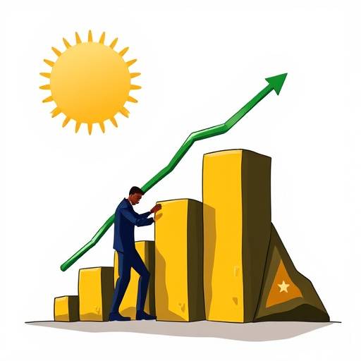 Illustration of a business growing with South African flag colors